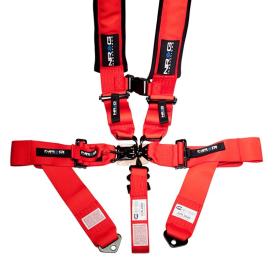 NRG Innovations SFI Approved Red 5-Point Padded Racing Seat Belt Harness