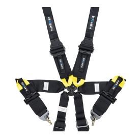 NRG Innovations FIA Approved Black 6-Point Cam-Lock Racing Seat Belt Harness Compatible with Hans Devices