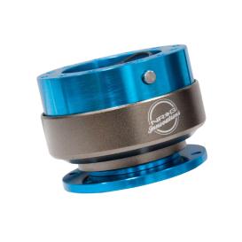 NRG Innovations Gen 2 SFI Certified Quick Release Hub in Neon Blue Body, Titanium Chrome Ring