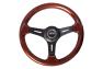 NRG Innovations 330mm Brown Wood Grain Steering Wheel with Matte Black Slitted Spokes - NRG Innovations ST-015-1BK