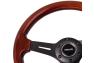 NRG Innovations 330mm Brown Wood Grain Steering Wheel with Matte Black Slitted Spokes - NRG Innovations ST-015-1BK