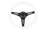 NRG Innovations 350mm White Wood Grain Steering Wheel with Matte Black Slitted Spokes - NRG Innovations ST-015BK-WT