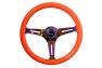 NRG Innovations 350mm Neon Orange Wood Grain Steering Wheel with Neo Chrome Slitted Spokes - NRG Innovations ST-015MC-NOR