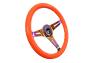 NRG Innovations 350mm Neon Orange Wood Grain Steering Wheel with Neo Chrome Slitted Spokes - NRG Innovations ST-015MC-NOR