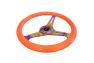 NRG Innovations 350mm Neon Orange Wood Grain Steering Wheel with Neo Chrome Slitted Spokes - NRG Innovations ST-015MC-NOR