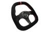 NRG Innovations Flat Bottom Black Suede Steering Wheel with Carbon Fiber Spokes, Red Stitching and Center Mark - NRG Innovations ST-019CF