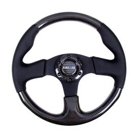 NRG Innovations 315mm Black Perforated Leather and Carbon Fiber Steering Wheel with Black Stitching