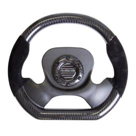 NRG Innovations Flat Bottom Black Suede and Two Tone Carbon Fiber Steering Wheel