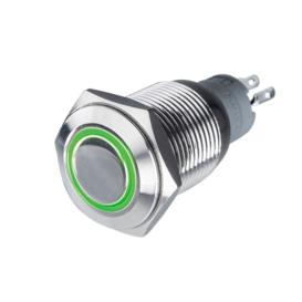 Pre-Wired Momentary Flush Mount LED Switch - Green