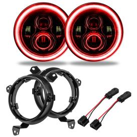 Oracle Lighting 7" High Powered LED Black Headlights with LED Red Halos Pre-Installed