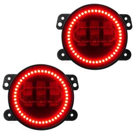 High Powered LED Black Fog Lights with Red LED Halos Pre-Installed