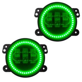 Oracle Lighting High Powered LED Black Fog Lights with Green LED Halos Pre-Installed