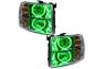 Oracle Lighting Chrome Headlights with LED Green Round Halos Pre-Installed - Oracle Lighting 7007-004