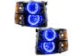 Oracle Lighting Black Headlights with LED Blue Round Style Halos Pre-Installed - Oracle Lighting 7105-002