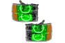 Oracle Lighting Chrome Headlights with LED Green Round Halos Pre-Installed - Oracle Lighting 8165-004