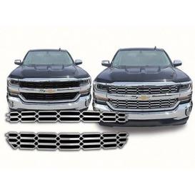 QAA 2-Pc Chrome Plated ABS Plastic Grill Overlay Insert