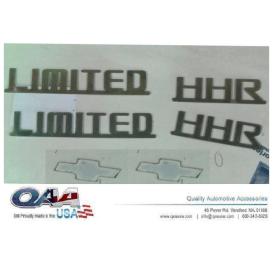 QAA 6-Pc Stainless Steel "HHR LIMITED" Logo Decal with Bowtie Emblem Linked Letters "HHR" and "LIMITED"
