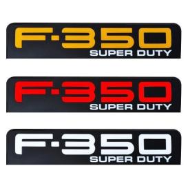 Recon "F-350" Black Driver and Passenger Side Fender LED Emblem Kit with Amber, Red or White Illumination