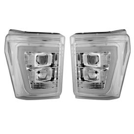 Recon Chrome/Clear Projector Headlights with LED DRL