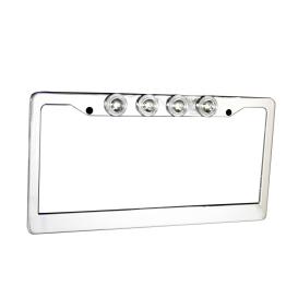   Recon Brushed Aluminum License Plate Frame With 4 XML CREE LED Reverse Lights