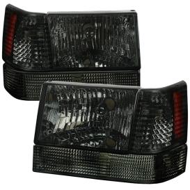Spec-D Tuning Driver and Passenger Side Headlights with Corner and Bumper Lights (Chrome Housing, Smoke Lens)