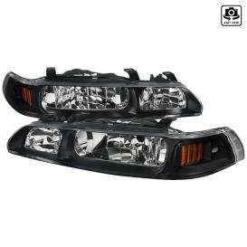 Spec-D Tuning Driver and Passenger Side JDM Headlights with Corner Lights and Built-in Fog Lights (Black Housing, Clear Lens)