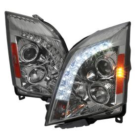 Spec-D Tuning Driver and Passenger Side DRL LED Projector Headlights (Chrome Housing, Smoke Lens)