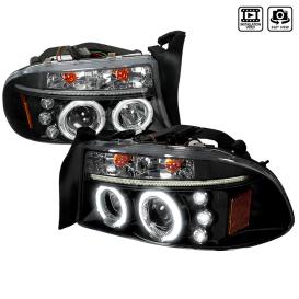  1997-2004 Dodge Dakota Spec-D Tuning Black Halo LED Projector Headlights