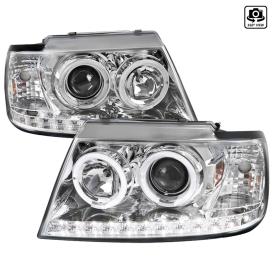 Spec-D Tuning Driver and Passenger Side LED Halo Projector Headlights (Chrome Housing, Clear Lens)