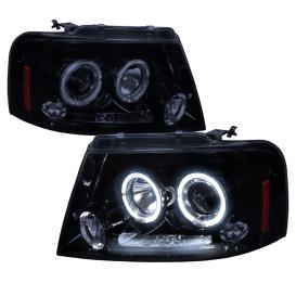 Spec-D Tuning Glossy Black with Smoke Lens Halo Projector Headlights