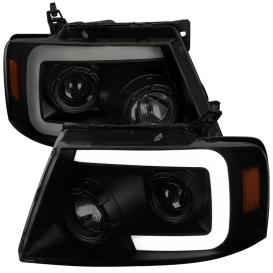 Spec-D Tuning Driver and Passenger Side LED Light Bar Switchback Sequential Projector Headlights (Black Housing, Smoke Lens)