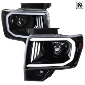 Spec-D Tuning Driver and Passenger Side DRL LED Projector Headlights (Glossy Black Housing, Clear Lens)