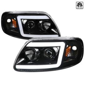 Spec-D Tuning Driver and Passenger Side DRL LED Projector Headlights (Glossy Black Housing, Clear Lens)