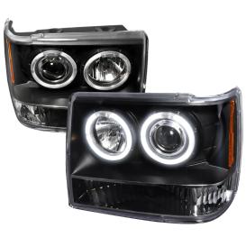  1993-1996 Jeep Grand Cherokee Spec-D Tuning Black Halo LED Projector Headlights