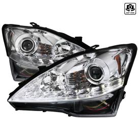 Spec-D Tuning Driver and Passenger Side LED DRL Projector Headlights with Sequential Turn Signal (Chrome Housing, Clear Lens)