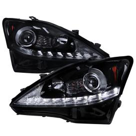 Spec-D Tuning Glossy Black with Smoke Lens LED Projector Headlights