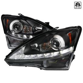 Spec-D Tuning Driver and Passenger Side LED DRL Projector Headlights with Sequential Turn Signal (Matte Black Housing, Clear Lens)