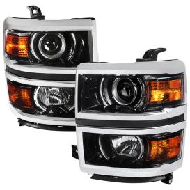 Spec-D Tuning Driver and Passenger Side Projector Headlights (Glossy Black Housing, Clear Lens)