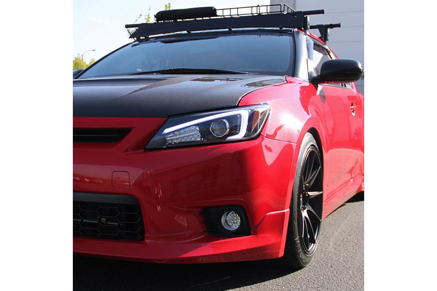 2011 2013 Scion tC Spec D Tuning Black Projector Headlights with LED Light Bar Spec D Tuning 2LHP TC11JM TM