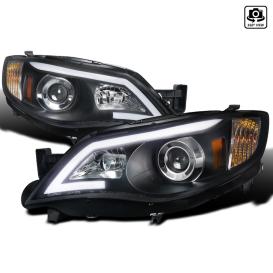 Spec-D Tuning Black Projector Headlights with LED Light Bar