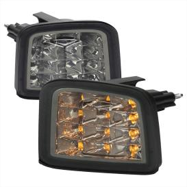 Driver and Passenger Side Sequential Front Bumper LED Turn Signal Lights (Chrome Housing, Smoke Lens)