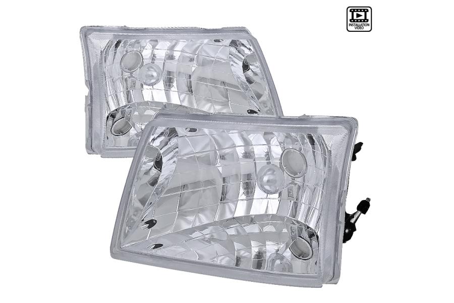 1998-2000 Ford Ranger Spec-D Tuning Chrome Euro Headlights - Spec