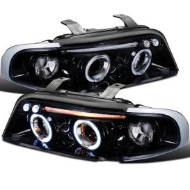  1996-1999 Audi A4 Spec-D Tuning Glossy Black with Smoke Lens Projector Headlights