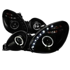 Spec-D Tuning Black Housing, Smoke Lens Halo Projector Headlights w/ SMD LED Light Strip