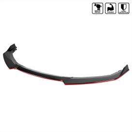 Spec-D Tuning 3-PC Glossy Black / Red Front Bumper Lip Spoiler / Splitter Kit