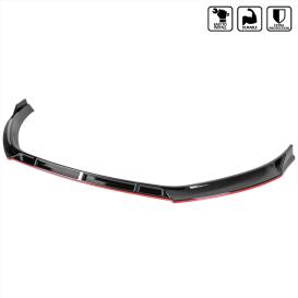 Spec-D Tuning 3-PC Glossy Black / Red Front Bumper Lip Spoiler / Splitter Kit