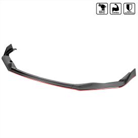 Spec-D Tuning 3-PC Glossy Black / Red Front Bumper Lip Spoiler / Splitter Kit