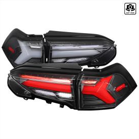  2019-2021 Toyota RAV4 Spec-D Tuning Driver and Passenger Side LED Tail Lights with Sequential Turn Signals and White LED Bar (Matte Black Housing, Clear Lens)