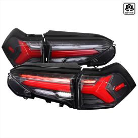 2019-2021 Toyota RAV4 Spec-D Tuning Driver and Passenger Side LED Tail Lights with Sequential Turn Signals and Red LED Bar (Matte Black Housing, Clear Lens)