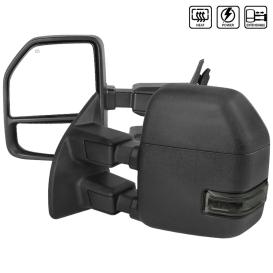 Power and Heated Black Towing Mirrors with Smoke LED Lens Turn Signal